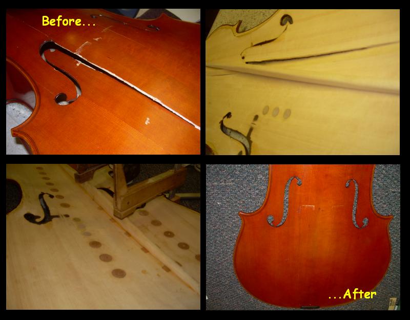 cgsmusic: Cello Top Repair